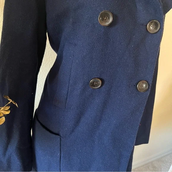Old Navy Deep Blue Double Breasted Wool Coat - Picture 4 of 12